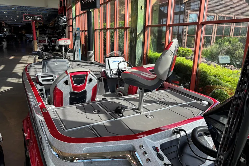 Slide: The Image of 2026 Ranger Z521R Cup-Equipped boat interior with modern seating and controls. - 3
