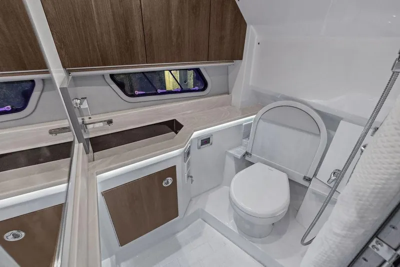 Slide: The Image of Modern bathroom interior in 2023 Formula 430 Super Sport Crossover yacht. - 20
