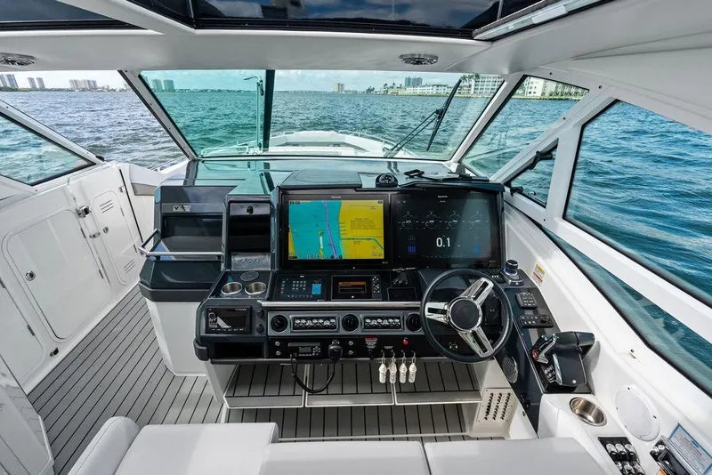Slide: The Image of Cockpit of 2023 Formula 430 Super Sport Crossover with advanced navigation systems. - 40