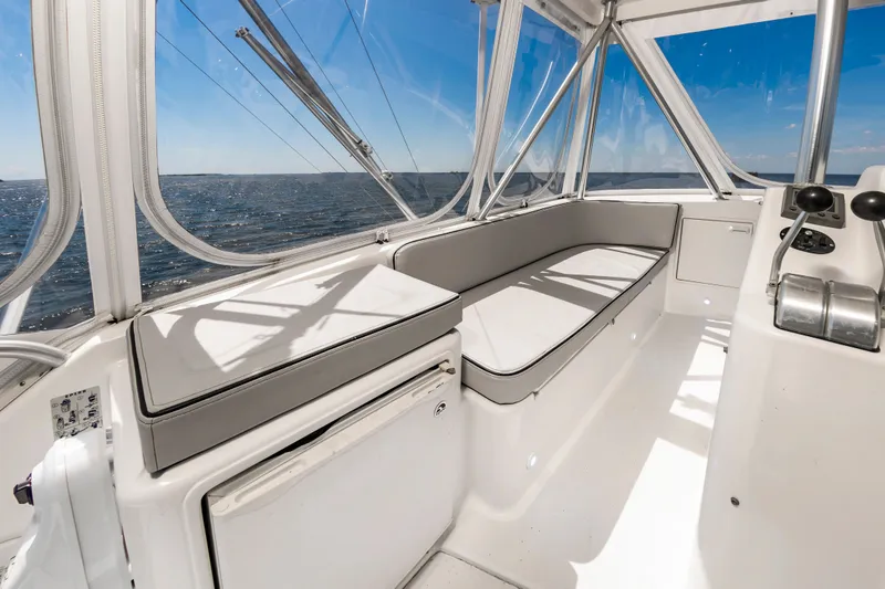 Slide: The Image of Interior of a 2000 Ocean 48 SuperSport yacht with ocean view. - 20