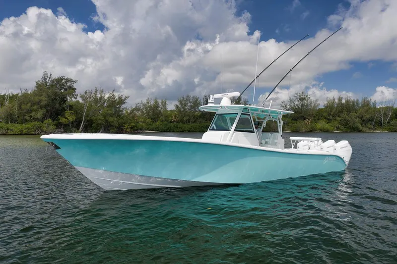 The Image of 2017 Yellowfin 39 Offshore boat on calm water under a cloudy sky. - 0
