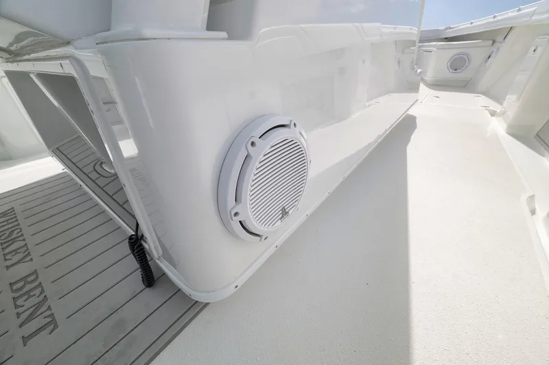 Slide: The Image of 2017 Yellowfin 39 Offshore boat deck with speaker and custom flooring. - 17