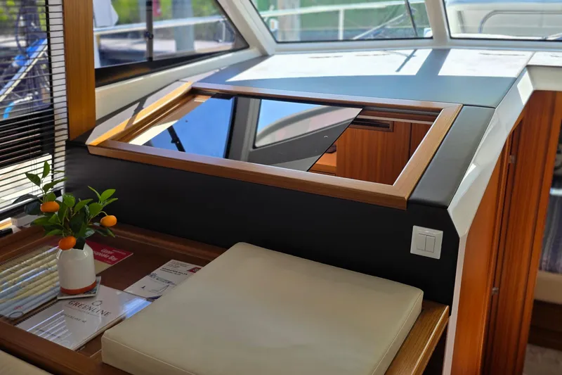 Slide: The Image of Interior of 2023 Greenline 40 yacht with modern design and natural light. - 27