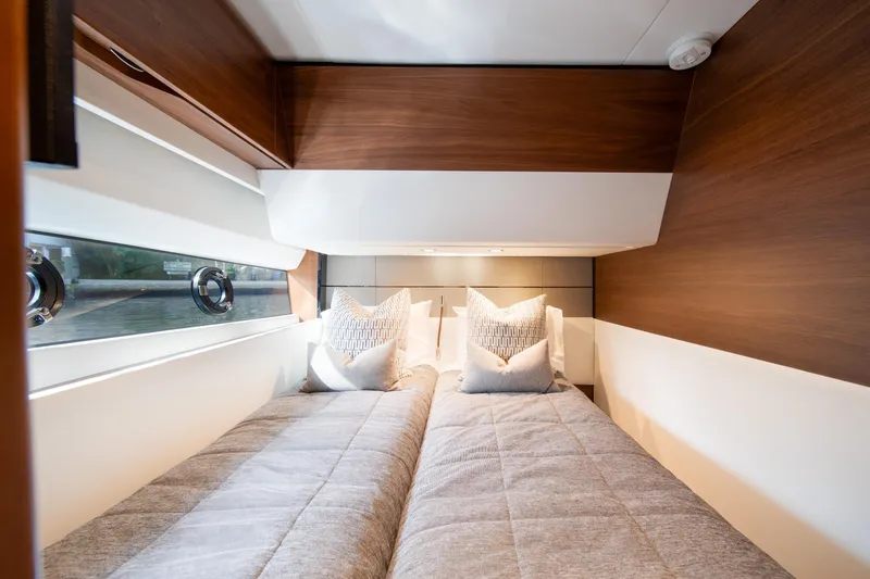 Slide: The Image of Luxurious twin cabin interior on 2023 Princess S66 Sportbridge yacht. - 25