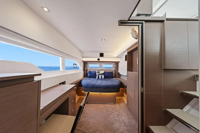 Slide: The Image of Luxurious interior of 2025 Leopard 53 Powercat yacht with ocean view and modern design. - 17