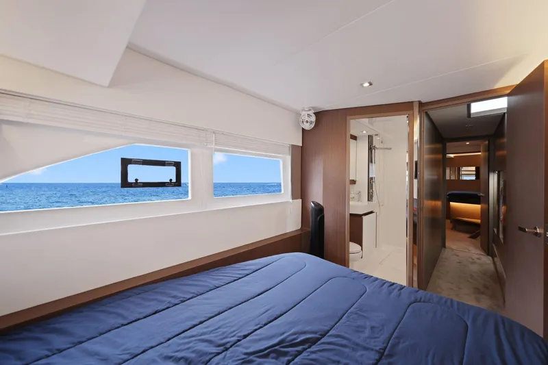 Slide: The Image of Luxurious bedroom interior of 2025 Leopard 53 Powercat yacht with ocean view. - 33