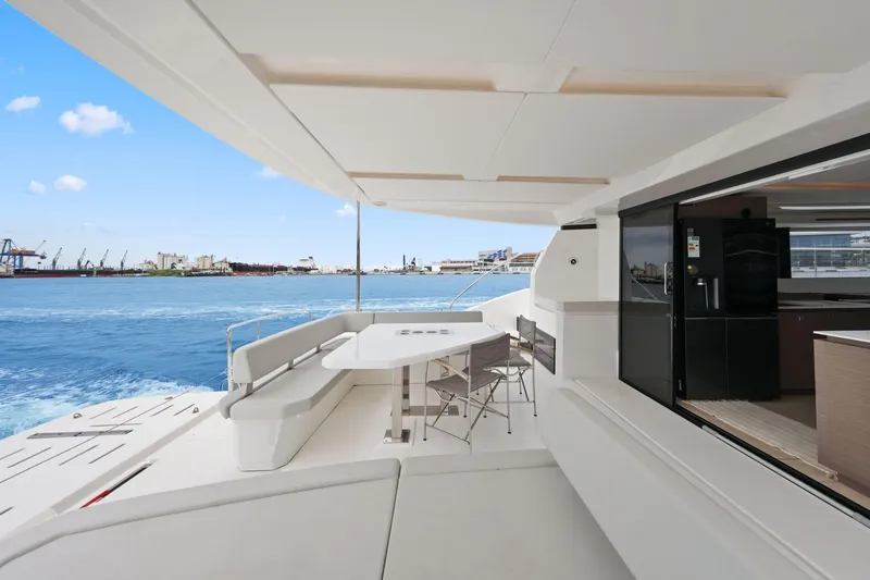 Slide: The Image of Luxurious 2025 Leopard 53 Powercat yacht with spacious deck and ocean view. - 41