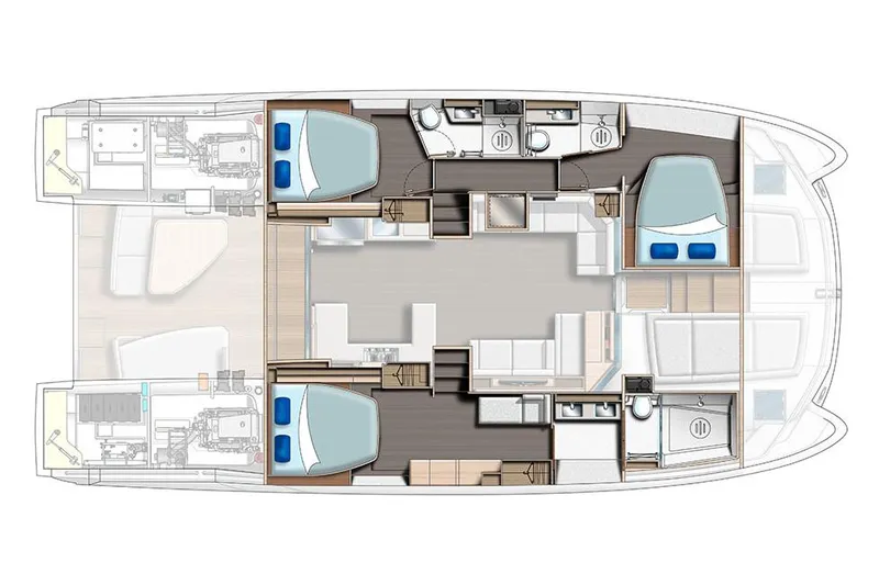 Slide: The Image of Manufacturer Provided Image: 2025 Leopard 53 Powercat layout with cabins, bathrooms, and living areas. - 85