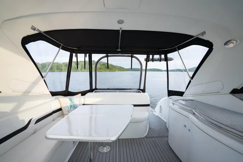 Slide: The Image of Interior view of 2006 Formula 400 Super Sport yacht with lake backdrop. - 10
