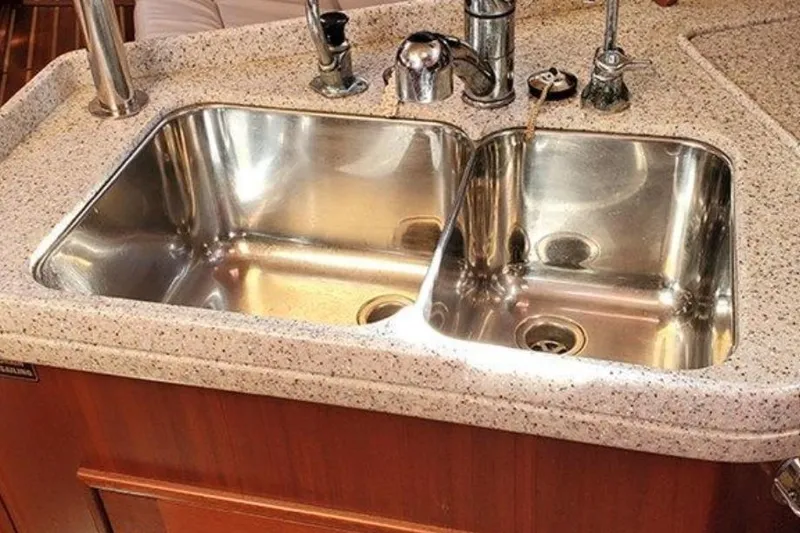 Slide: The Image of Island Packet 370 yacht kitchen sink, stainless steel, dual basins, 2015 model. - 24