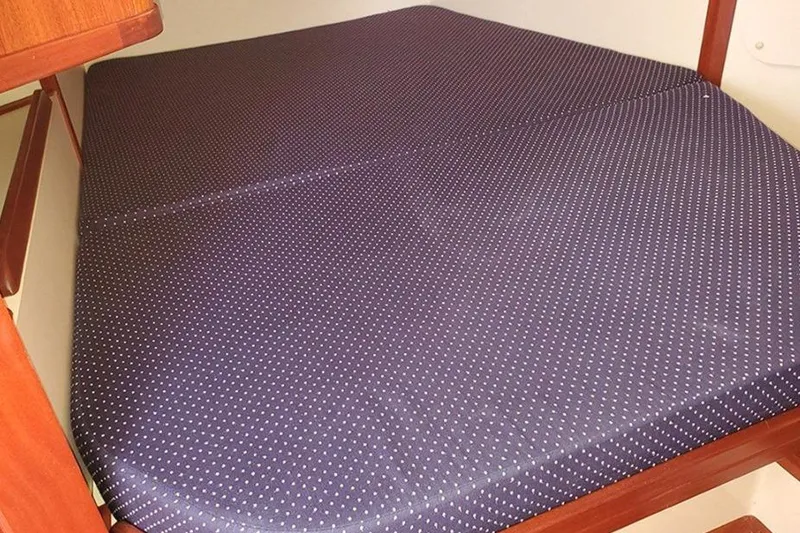 Slide: The Image of Polka dot mattress in 2015 Island Packet 370 sailboat cabin. - 43