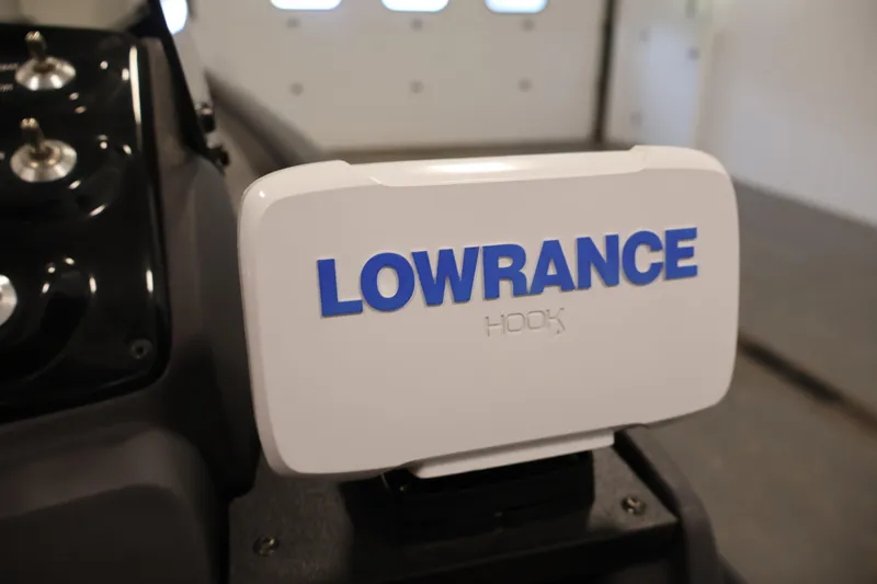 Slide: The Image of Lowrance Hook device on 2024 Tracker Pro 170 boat dashboard. - 24