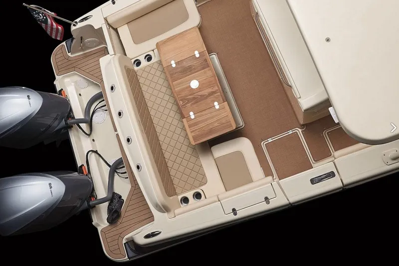 Slide: The Image of Manufacturer Provided Image: 2018 Chris-Craft Catalina 34 boat deck with twin outboard engines and seating area. - 6