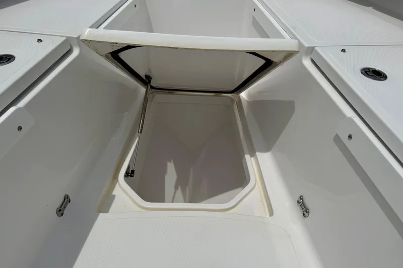Slide: The Image of 2017 Southport 33 FE boat deck with ocean view under cloudy sky. - 20