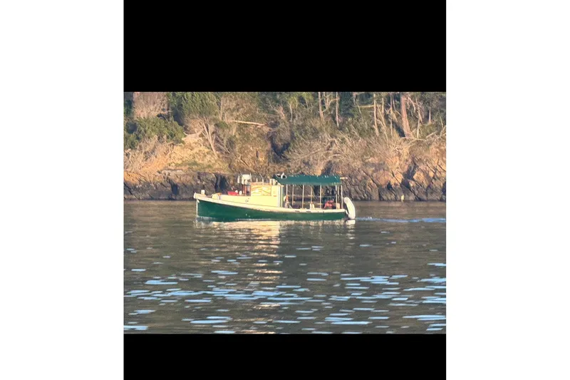The Image of 1961 William Garden Custom boat on calm water near a forested shoreline. - 1