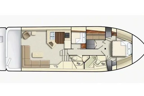 Slide: The Image of Floor plan of a 2008 Meridian 490 Pilothouse yacht, featuring spacious living and sleeping areas. - 75