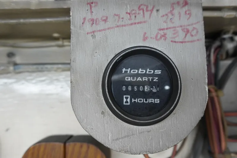 Slide: The Image of Hobbs Quartz hour meter on 1978 Hatteras 53 Yacht Fisherman, showing 8502.4 hours. - 94