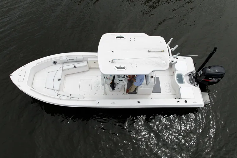 Slide: The Image of Aerial view of 2007 Everglades 243 Center Console boat on water. - 7