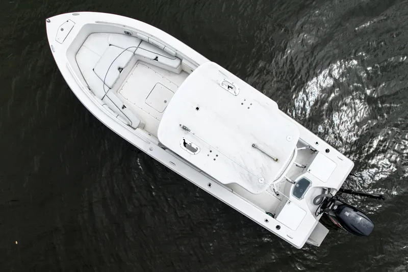 Slide: The Image of Overhead view of 2007 Everglades 243 Center Console boat on water. - 9