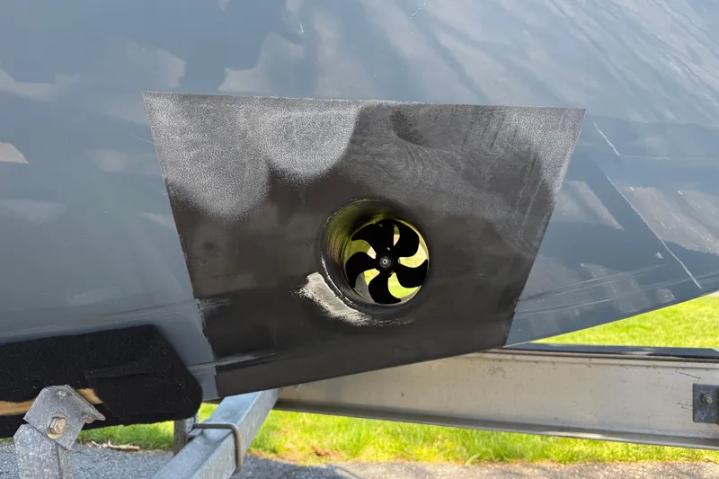 Slide: The Image of 2023 Rosborough 246 Halifax boat hull with a bow thruster detail. - 78