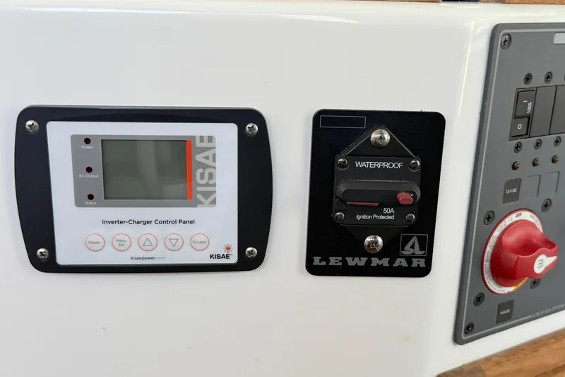 Slide: The Image of Control panel of 2023 Rosborough 246 Halifax boat with Kisae inverter and Lewmar switch. - 60
