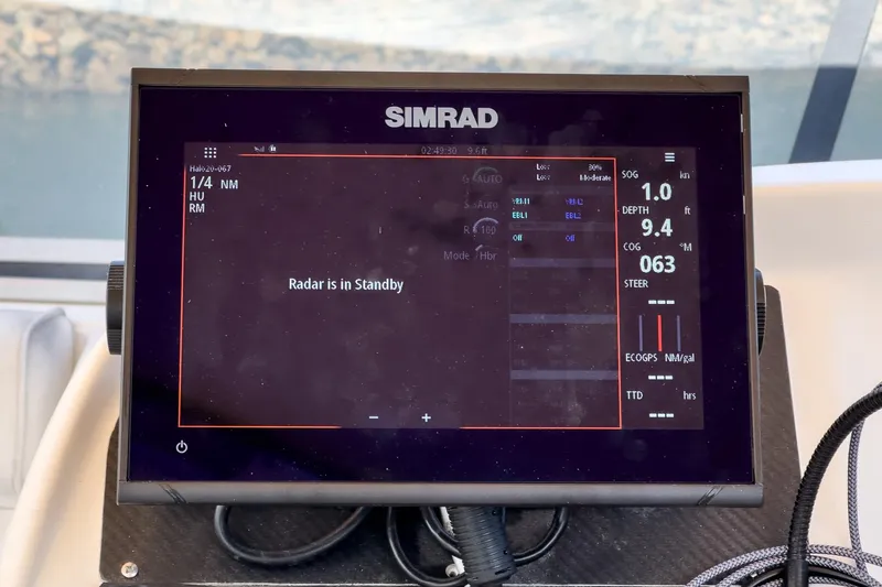 Slide: The Image of Simrad radar display on 1996 Cruisers Yachts 3650 Aft Cabin, showing standby mode. - 19