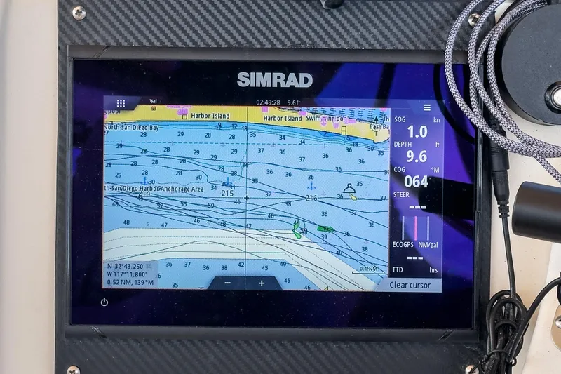 Slide: The Image of Simrad navigation display on 1996 Cruisers Yachts 3650 Aft Cabin, showing nautical chart. - 20