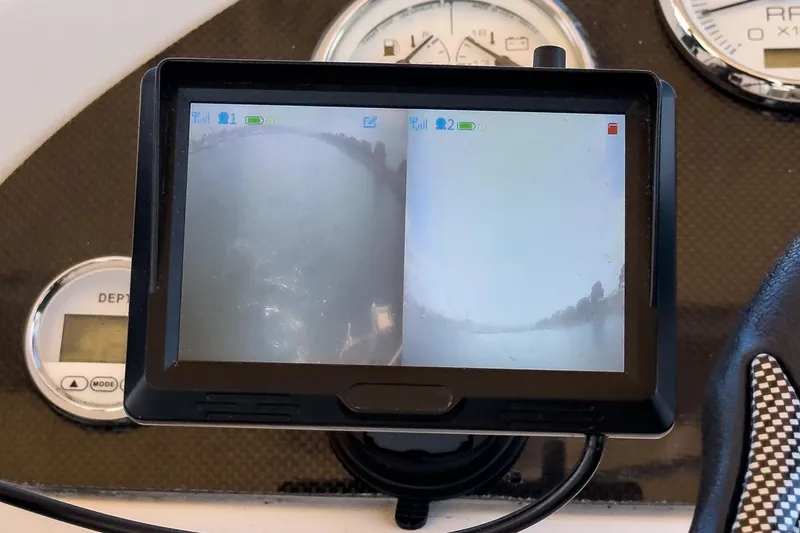 Slide: The Image of Dashboard of 1996 Cruisers Yachts 3650 Aft Cabin with navigation display. - 21