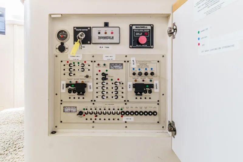 Slide: The Image of Electrical control panel on a 1996 Cruisers Yachts 3650 Aft Cabin. - 55