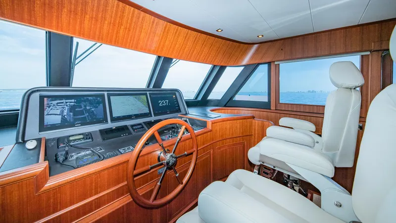 Slide: The Image of Luxurious cockpit of Hampton 680 ENDURANCE LRC yacht, year 2027. - 22