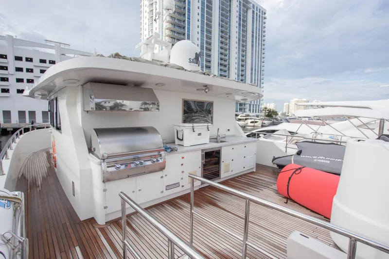 Slide: The Image of Luxurious 2014 Fifth Ocean Yachts 24m Explorer Yacht with outdoor kitchen and modern amenities. - 11