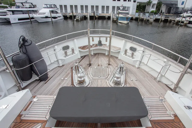 Slide: The Image of Deck view of 2014 Fifth Ocean Yachts 24m Displacement Explorer Yacht at marina. - 19