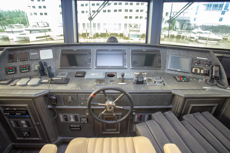 Slide: The Image of Control room of 2014 Fifth Ocean Yachts 24m Displacement Explorer Yacht with navigation equipment. - 23