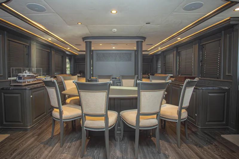 Slide: The Image of Luxurious dining area on 2014 Fifth Ocean Yachts 24m Displacement Explorer Yacht. - 34