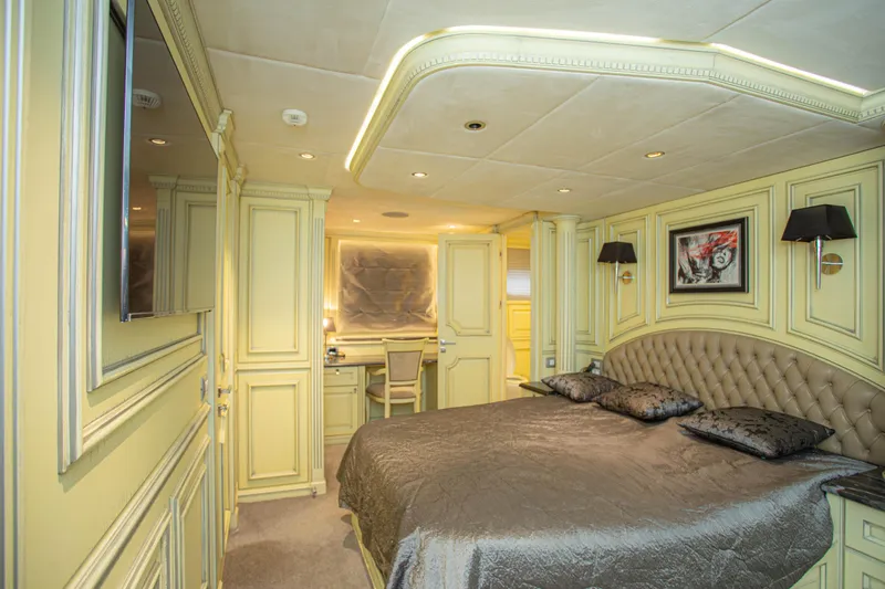 Slide: The Image of Luxurious bedroom interior of 2014 Fifth Ocean Yachts 24m Displacement Explorer Yacht. - 42