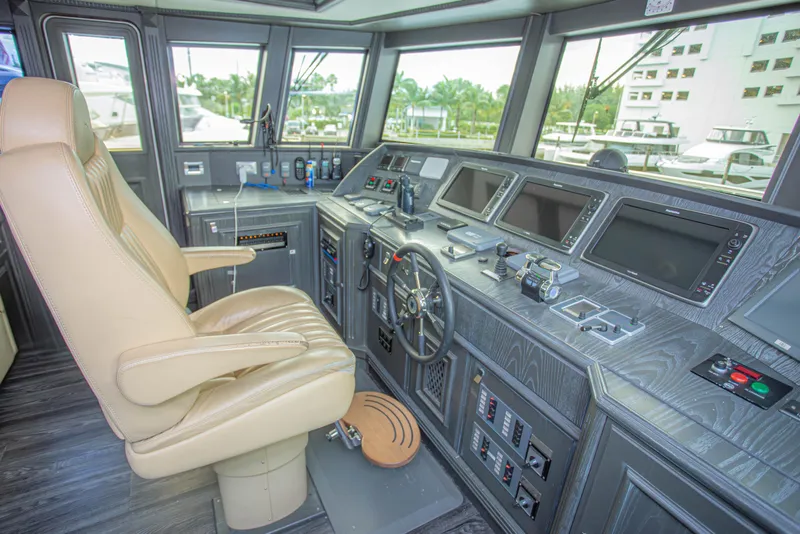 Slide: The Image of Luxurious 2014 Fifth Ocean Yachts 24m Explorer Yacht helm with advanced navigation systems. - 64