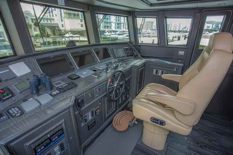 Slide: The Image of Control room of 2014 Fifth Ocean Yachts 24m Explorer Yacht with advanced navigation equipment. - 68