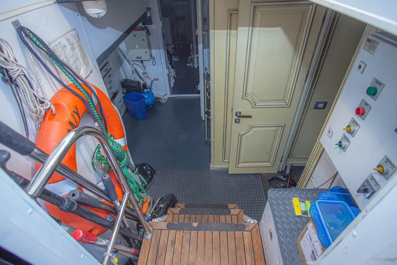 Slide: The Image of Interior of 2014 Fifth Ocean Yachts 24m Explorer Yacht, featuring equipment and safety gear. - 69