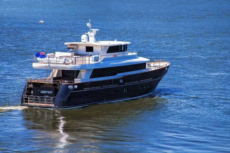 Slide: The Image of 2014 Fifth Ocean Yachts 24m Displacement Explorer Yacht cruising on open water. - 97
