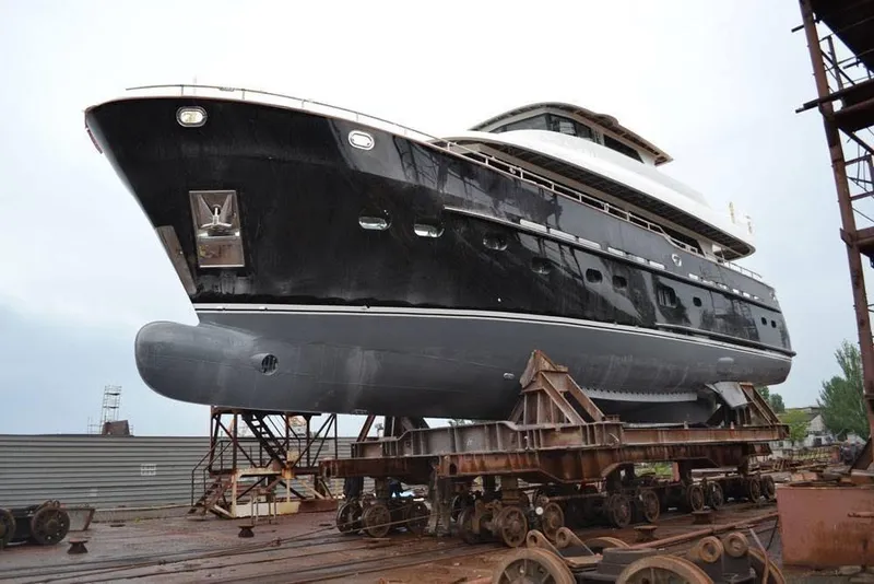 Slide: The Image of 2014 Fifth Ocean Yachts 24m Displacement Explorer Yacht on dry dock. - 103