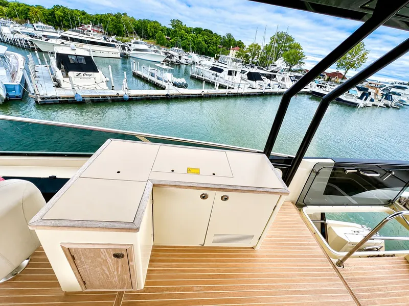 Slide: The Image of Monte Carlo MC6 yacht overlooking marina, 2019 model. - 28