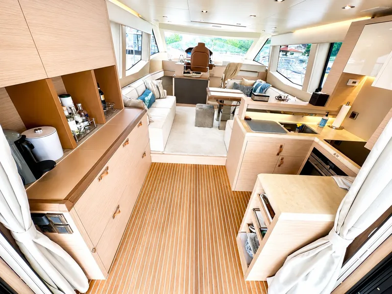Slide: The Image of Luxurious interior of Monte Carlo MC6 yacht, 2019 model. - 31