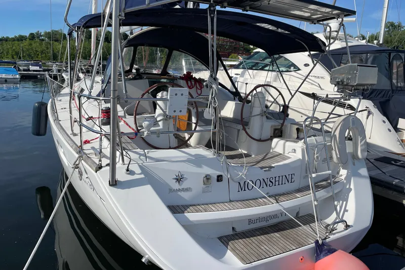 Slide: The Image of 2008 Jeanneau Sun Odyssey 39i sailboat named "Moonshine" docked in Burlington, Vermont. - 3