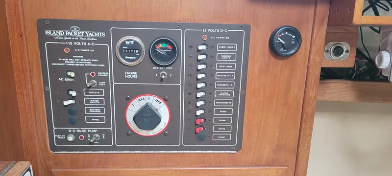 Slide: The Image of Control panel of a 1987 Island Packet 31 yacht. - 17