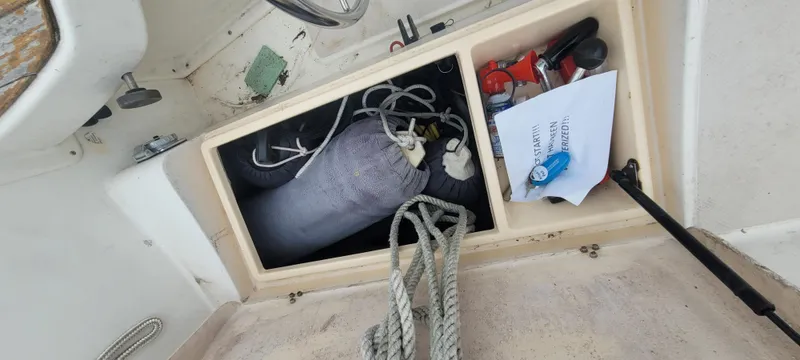 Slide: The Image of Storage compartment on Island Packet 31 sailboat, year 1987. - 39