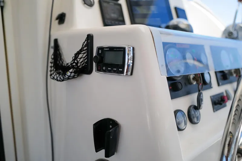Slide: The Image of Control panel of a 2006 Leopard 43 yacht with navigation instruments. - 8