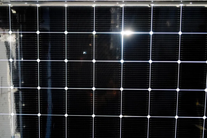 Slide: The Image of Close-up of a solar panel on a 2006 Leopard 43 model. - 87