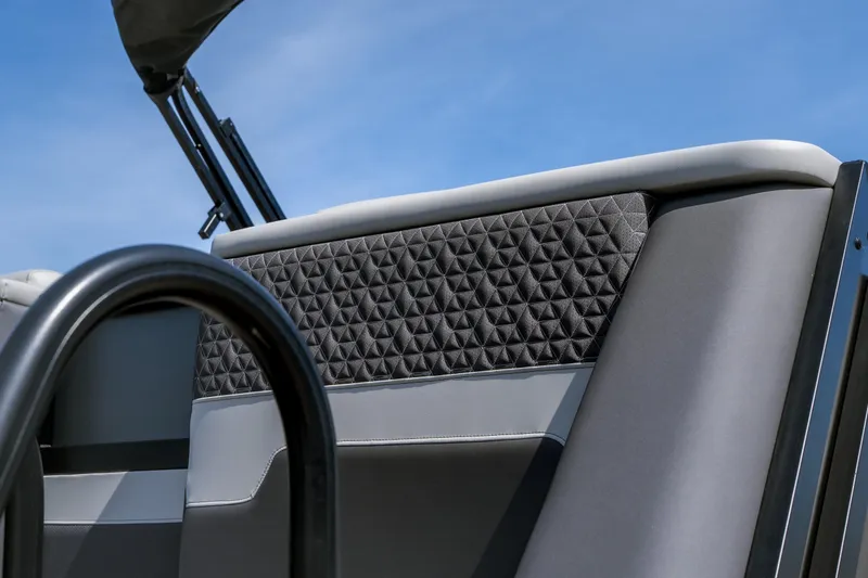 Slide: The Image of 2026 Viaggio Z24U boat interior with quilted upholstery and sleek design. - 23