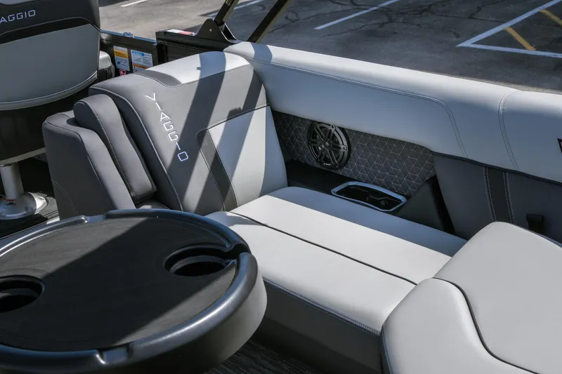Slide: The Image of Luxurious Viaggio Z24U 2026 boat interior with plush seating and cup holders. - 7