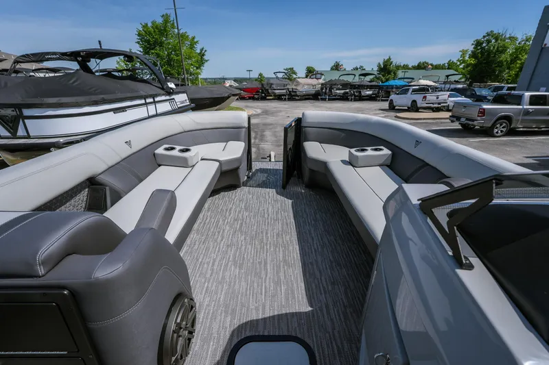 Slide: The Image of Luxurious Viaggio Z24U boat interior with spacious seating, cup holders, and sleek design, 2026 model. - 11